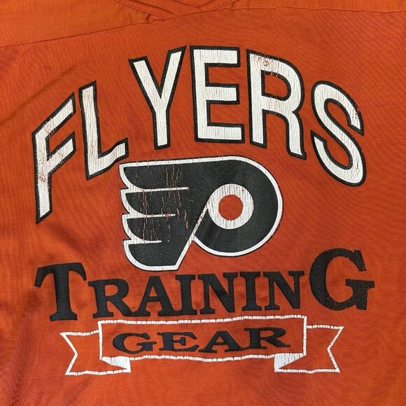 Vintage Philadelphia Flyers Men’s Sz L Shirt Ravens Traning Gear Orange Pullover - Picture 3 of 7
